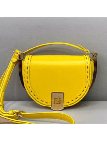 Fendi Moonlight Leather Round Shoulder Bag Yellow 2021