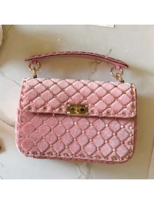 Valentino Garavani Rockstud Velvet Spike Medium Chain Bag Pink 2018