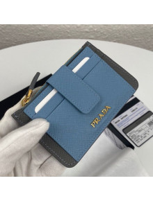 Prada Saffiano Leather Card Holder 1MC038 Blue/Grey 2020