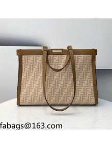 Fendi Peekaboo X-Tote FF Wool Tote Bag Beige 2021 8512