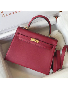 Hermes Kelly 25cm Top Handle Bag in Epsom Leather Agate Red 2021