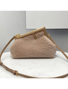 Fendi First Small Wool Sheepskin Bag Light Pink 2021 80018M