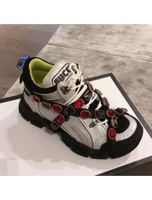 Gucci Flashtrek Sneaker with Removable Crystals Silver 2018