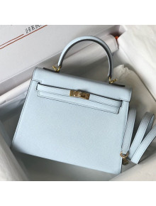 Hermes Kelly 25cm Top Handle Bag in Epsom Leather Pale Blue 2021