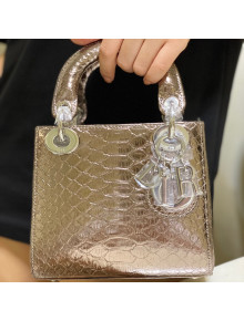 Dior Mini Lady Dior Bag in Python Leather Bronze 2021