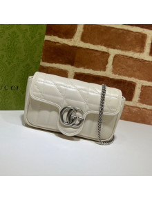 Gucci GG Marmont Geometric Leather Super Mini Bag 476433 White 2021