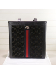 Gucci Sylvie GG Velvet Medium Tote 523781 Black 2019