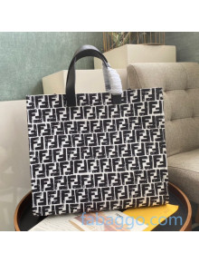 Fendi Cloudy Bay FF Glazed Canvas Shopper Tote Bag White/Black 2020