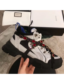 Gucci Flashtrek Sneaker with Removable Crystals Silver/Blue 2018