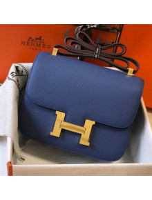 Hermes Constance Bag 24cm in Eosom Leather Agate Blue/Gold 2021