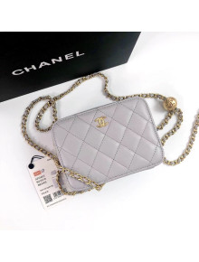 Chanel Lambskin Chain Small Square Camera Bag with Metal Ball AP2463 Gray 2021 