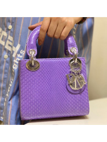 Dior Mini Lady Dior Bag in Python Leather Violet 2021