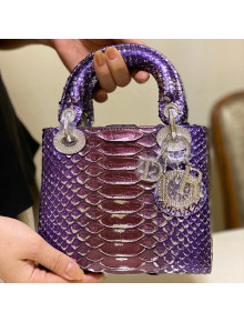 Dior Mini Lady Dior Bag in Python Leather Purple 2021