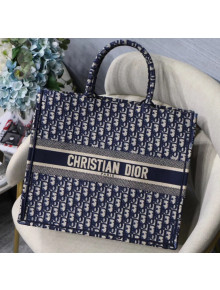 Dior Large Book Tote Embroidered Dior Oblique Canvas Blue 2019