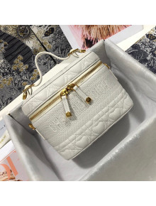 Dior Small Dioramour DiorTravel Vanity Case in White Cannage Lambskin with Heart Motif 2021