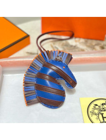 Hermes Geegee Savannah Lambskin Zebra Bag Charm and Key Holder Blue/Brown/Orange 2022 06