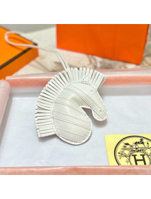 Hermes Geegee Savannah Lambskin Zebra Bag Charm and Key Holder White 2022 09