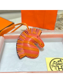 Hermes Geegee Savannah Lambskin Zebra Bag Charm and Key Holder Orange/Red 2022 10