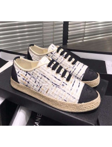 Chanel CC Weave Lace-up Espadrilles Sneaker White/Black 2019