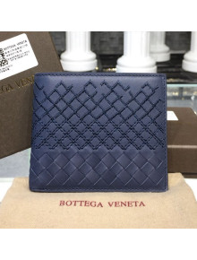 Bottega Veneta Men's Bi-Fold Embroidered Checker Wallet Blue 