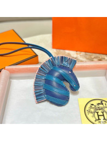 Hermes Geegee Savannah Lambskin Zebra Bag Charm and Key Holder Blue/Pink 2022 16