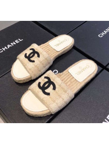 Chanel CC Weave Espadrilles Mule Sandal Beige/Black 2019