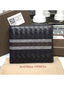 Bottega Veneta Men's Bi-Fold Embroidered Web Checker Wallet Black 