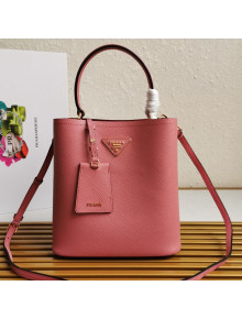 Prada Medium Saffiano Leather Panier Bucket Bag Pink 01 2021 