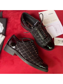 Chanel Checked Tweed Lace-ups Black/Silver 2020