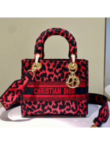 Dior Medium Lady D-Lite Bag in Red Multicolor Mizza Embroidery 2021