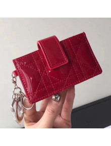 Dior Lady Dior Eden Wallet in Patent Calfskin Red 2018