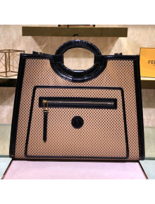 Fendi Runaway Medium Perforated Leather Shopper Top Handle Bag Beige 2019