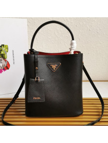 Prada Medium Saffiano Leather Panier Bucket Bag Black 02 2021