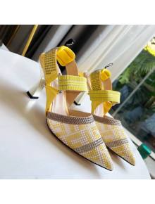 Fendi Colibrì Allover Stud Slingback Pumps 8cm Yellow 2021 