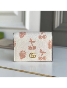 Gucci GG Marmont Berry Print Leather Card Case Wallet 456126 White 2021 