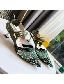 Fendi Colibrì Allover Stud Slingback Pumps 6cm Green 2021 