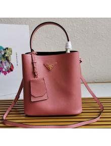 Prada Medium Saffiano Leather Panier Bucket Bag Pink 02 2021