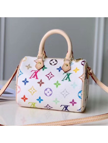 Louis Vuitton Colored Monogram Nano Speedy Top Handle Bag M61252 White 2019