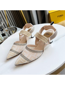 Fendi Colibrì Allover Stud Slingback Pumps 6cm Nude 2021 