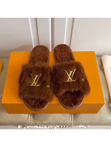 Louis Vuitton LV Embroidered Mink Fur Homey Mules Brown 2020 (For Women and Men)