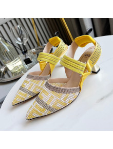 Fendi Colibrì Allover Stud Slingback Pumps 6cm Yellow 2021 