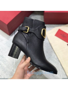 Valentino VLogo Grained Calfskin Heel 60mm Short Boots Black 2020