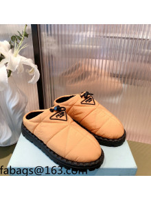 Prada Padded Nylon Fabric Slippers Apricot 2021