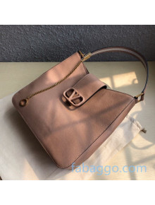 Valentino VSling Grainy Calfskin Hobo Bag 0802L Nude 2019