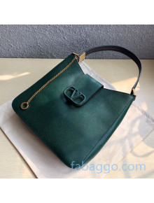 Valentino VSling Grainy Calfskin Hobo Bag 0802L Green 2019