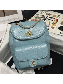 Chanel Crumpled Wax Calfskin Backpack AS1372 Blue 2021