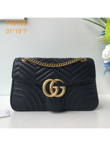 Gucci GG Marmont Medium Matelassé Shoulder Bag 443496 Black 2021