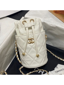 Chanel Lambskin Small Bucket Bag AS2259 White 2021