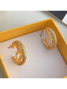 Fendi F Is Fendi Small Hoop Earrings Gold/Crystal 2019