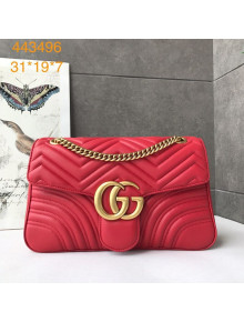 Gucci GG Marmont Medium Matelassé Shoulder Bag 443496 Red 2021